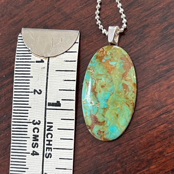 Natural Arizona turquoise sterling silver pendant necklace - Picture 8 of 8